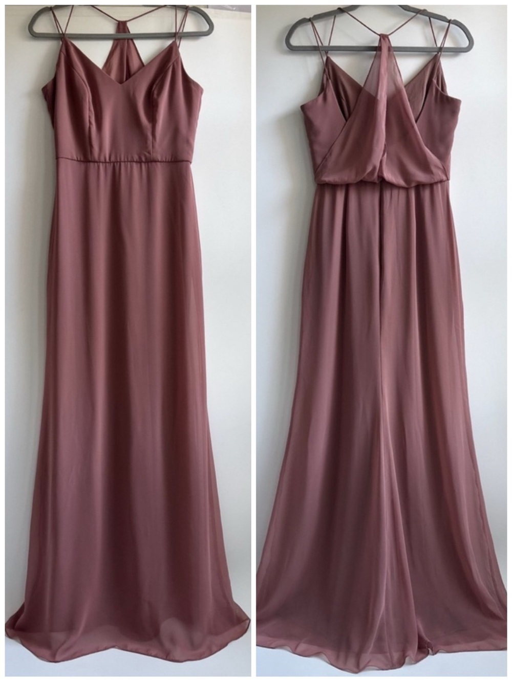 After Six Draped Blouson Back Chiffon Bridesmaids Maxi Dress Mauve Style 1527